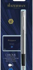 Waterman Allure Chrome Vulpen - Fijne Punt met 6 Inktpatronen