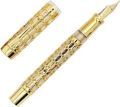 Gullor Opengewerkte Gouden Vulpen met Geschenkdoos - Fijne Penpunt