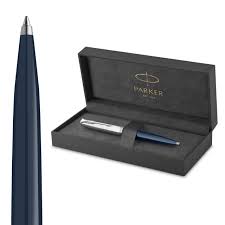 Parker 51 Balpen | Donkerblauwe Chroomafwerking | Medium Punt met Zwarte Navulling | Cadeaubox