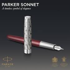 PARKER Sonnet Vulpen - Premium Metalen met Rode Satijnen Afwerking