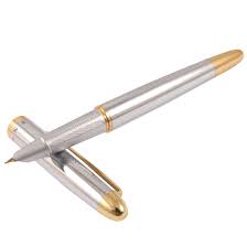 Ruilogod 0.4mm Piston Vulpen - Zilveren Afwerking
