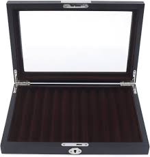 Elegante Zwarte Houten Vulpen Doos met Slot - 12 Pennen