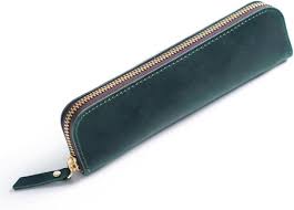 DONGKER Vintage Lederen Etui - Donkergroen met 4 Lussen