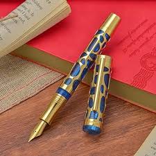 Asvine V169 Vacuüm Vulpen - Transparant Blauw met Gouden Accenten