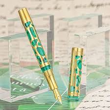 Asvine V169 Vacuüm Vulpen - Transparant Groen met Gouden Accenten