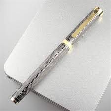 Metallische Grijze Vulpen met Boomtextuur - 0.5 Nib