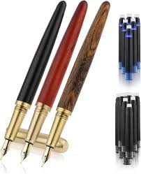 Cobee Vintage Houten Vulpennenset - 3 Stuks Luxe Handgemaakt